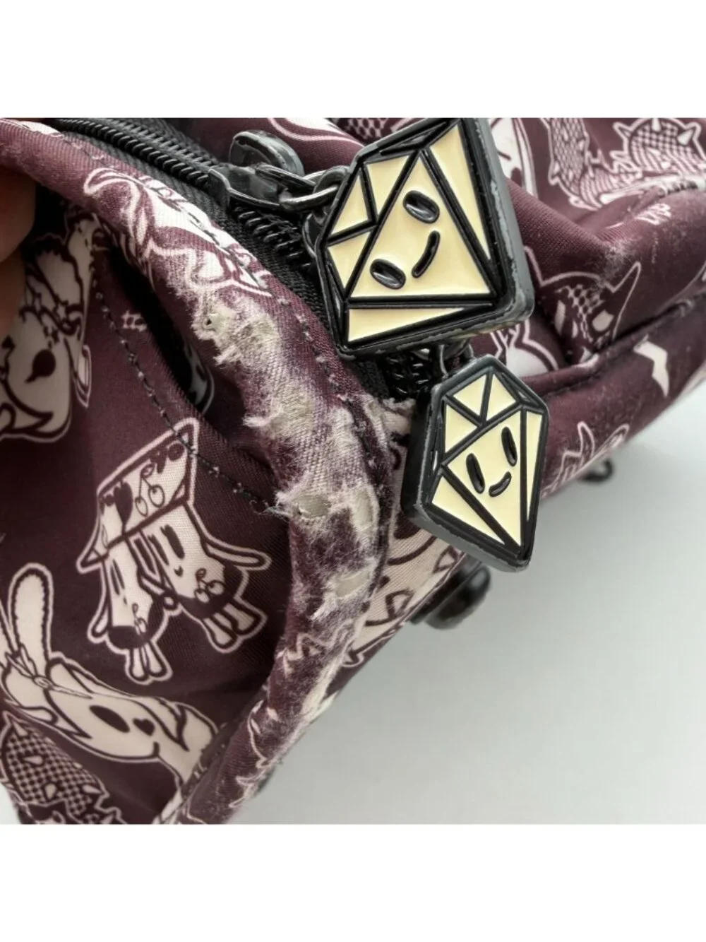 TokiDoki X JuJuBe Queens Court diaper bag maroon white zippered backpack
